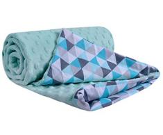 Medi Partners - Manta para Gatear (100% algodón, 75 x 100 cm, Doble Cara, Multifuncional, Suave y esponjosa, diseño de triángulos Menta Minky)