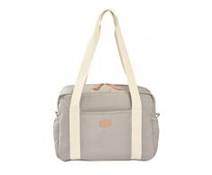 BÉABA, Bolso de pañales para bebés, Múltiples compartimentos, 10 bolsillos, Cremallera para maleta trolley, Correa para hombro, Bolso nevera, Cambiador, hidrófugo, Capacidad 16L, Bolso Paris, gris
