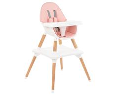 KikkaBoo Trona Bebé de Madera 3 en 1 MULTI, Silla Alta hasta 36 meses, Trona Convertible, Silla Baja y Mesa, Bandeja Extraíble, Rosa