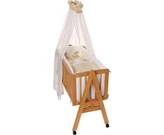 Easy Baby 151-66 - Cuna completa con ruedas, incluye colchón, soporte para dosel, color natural