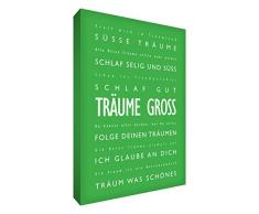El pequeño ayudante DRBG 128-21G Feel Good Arte decoración de la pared de lona en las modernas sueños estilo tipográfico grande, 30 x 20 cm, color verde