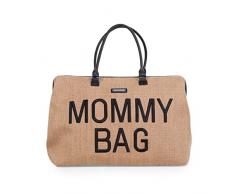 CHILDHOME, Mommy Bag, bolso cambiador, maternidad, bolso de viaje, gran capacidad, cambiador, correa ajustable para el hombro, compartimentado, bolsillo térmico, abertura para la maleta, Raffia