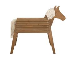 roba Caballo de Jardín para Niños en Madera Maciza - Caballo de Equitación - Muebles para Jugar al Aire Libre - Teca