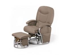 Hauck Metal Glider - Sillon de lactancia con reposapies y foncion mecedora, bolsillos laterales, giratorio y ajustable, material polipiel suave y antideslizante, hasta 120 kg, beige