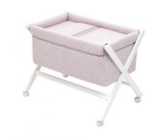 Cambrass Stela - Minicuna tijera madera + dosel, 55 x 87 x 74 cm, color rosa