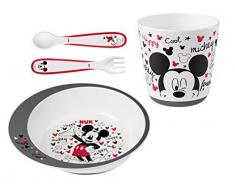 Nuk Mickey Mouse - Set de Vajilla para Niños (9+ meses) con Plato, Vaso , Cuchara y Tenedor