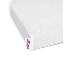 Babybay sábana bajera de algodón peinado con membrana para los modelos Maxi, Midi, Boxspring, Comfort y Comfort Plus, blanco, 89 x 50 cm (1 unidad)