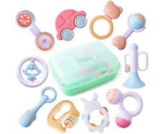 GizmoVine sonajero para bebés mordedor para bebés sin Juego de sonajero de BPA con Caja de Almacenamiento Juguete de Regalo Adecuado para bebés de 3 a 12 Meses y recién Nacidos