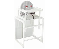 Trona Combi roba, trona con bandeja transformable en silla y mesa independientes, trona infantil de madera lacada en blanco, asiento tapizado en diseño Adam & Eule.