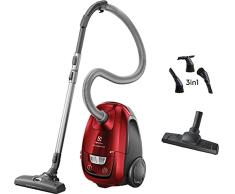 Electrolux EUSC66-CR Aspiradora con Bolsa y Potencia máx. 600 W, Sistema de aspiración AeroPro, 2 cepillos, Accesorio 3 en 1, plástico, Rojo