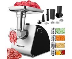 Picadora de carne eléctrica con 3 placas de trituración de acero inoxidable, 500 W, Máquina Picadoras de Carne Profesional