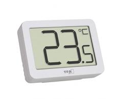TFA Dostmann Termómetro de interior digital, 30.1065.02, monitor de temperatura ambiente, mini termómetro, color blanco