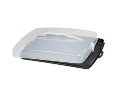Xavax - Caja de Transporte Rectangular para Tartas, con Tapa y asa, Apta para lavavajillas, Color Antracita y Transparente