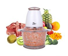 Picadora Eléctrica de Alimetos 400W, Uten 1500ML Picadora Eléctrica de Alimetos, Picadora Batidora Cocina 4 Cuchillas, Picadora de Carne Verduras y Frutas