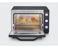 SEVERIN Horno tostador XXL con función de convección, mini horno tostador con rejilla y bandeja, horno pequeño con piedra para pizza y asador, 2200 W, 60 L, negro, TO 2073