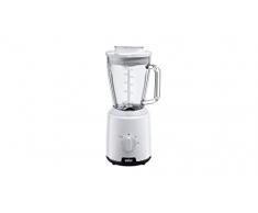 Braun PowerBlender 1, Batidora con Jarra Triangular en Vidrio, 2 Velocidades, Función de Trituración de Hielo, JB1050WH, 600W, Blanca
