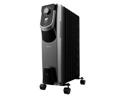 Cecotec Radiador Eléctrico de Aceite ReadyWarm 9000 Space 360 Black. 9 Módulos, Bajo Consumo, 2000 W, 3 Niveles, Recogecables, Tecnología 360, Sistema de Seguridad, 22 m2