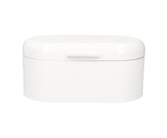 HOMLA Hassel - Caja de pan de metal con tapa, para pan fresco, diseño moderno, 34 x 18 x 15,5 cm, color blanco