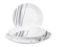 Luminarc 65304 VAJILLA 18 PCS ATHENAIS AZUL ARCOPAL, Acero Inoxidable