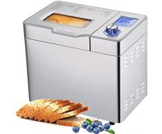 COOCHEER - Panera de hasta 900 g, programas inteligentes y automáticos, 3 tamaños de pan, 550 W, 36 x 22 x 30 cm, color plateado