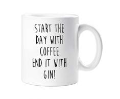 Inicio The Day con Café End It con Ginebra Taza Regalo Divertido Novedad Amigo Mamá