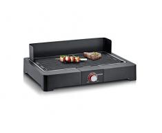 SEVERIN Barbacoa de mesa con placa de grill acanalada para interior y exterior, barbacoa eléctrica con arranque rápido, mini barbacoa sin riesgo de quemaduras, negro, PG 8567