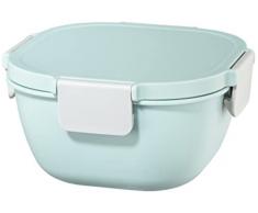 Xavax | Fiambrera para sándwiches con cubierto de 1,7L (Para platos fríos y calientes, Apta para microondas, Cierre práctico, No altera el sabor), Color Azul pastel
