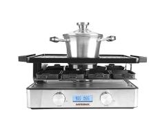 GASTROBACK 42562 - Fondue de raclette Advanced Plus, por separado o combinable, pantalla LCD iluminada, carcasa de acero inoxidable, para hasta 9 personas, 2200 W, 2200, color negro y plateado