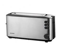 SEVERIN Tostadora automática, tostador largo con soporte para panecillos, tostadora eléctrica para tostar, descongelar y calentar, 1000 W, acero inoxidable/negro, AT 2515