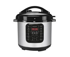 BEPER P101COS001 Olla de cocción lenta y olla a presión, olla a vapor de 6 litros - Olla a presión eléctrica con 15 programas de cocción