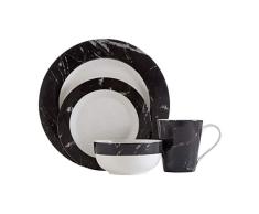 Premier Housewares 0723032 - Vajilla de porcelana (16 piezas), color blanco y negro