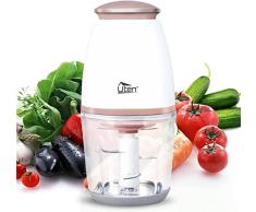 Uten Picadora Eléctrica de Alimetos de Acero Inoxidable,Picador de Ajo Eléctrica Procesador de Alimentos, Picadora Batidora Cocina 4 Cuchillas, Picadora de Carne Verduras (700ml)
