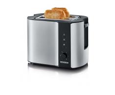 Severin AT 2589 Tostadora Automática, Incluye Soporte para Tostar Panecillos, 2 Ranuras Cortas, 800 W, Acero Inoxidable/Negro