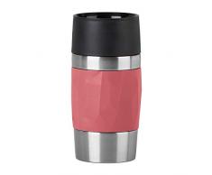 Emsa N21604 Travel Mug Compact - Termo de acero inoxidable (0,3 l, 4 h caliente, 8 h frío, sin BPA, 100% hermético, a prueba de fugas, apto para lavavajillas, apertura de 360°, color rojo coral