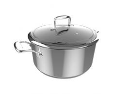 Cecotec Olla Polka Classy 28 Pot Steel. Diámetro 28 cm, Capacidad 7,5 L, Acero Inoxidable 18/10, Revestimiento Antiadherente, Asas Remachadas, Tapa de Cristal, Apta para todo tipo de Cocinas