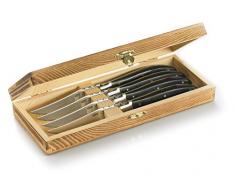 Gefu Basco Cuchillos de Carne para Barbacoa, 4 Piezas, Plástico Acero Inoxidable, Negro/Plata