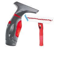 Vileda Windomatic Power Set - Aspirador de ventanas y mopa microfibras con spray, limpiacristales con cuello flexible y pulverizador con mopa, extra potencia, medidas 17.5 x 12 x 32 cm, rojo y negro