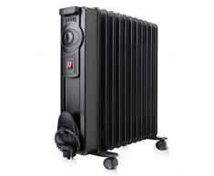 Black+Decker – Radiador de Aceite BXRA2000E de 2000W y 11 elementos de 140mm. Dos potencias y termostato ajusable. Función de seguridad ante sobrecalentamiento, ruedas y guardacables. Negro.