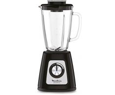 Moulinex Batidora eléctrica, Cuenco de vidrio 1,75 L, Potencia 800 W, Cerradura segura, Ergonómica, Trituradora de granos, Batidos, Hielo picado, Blendforce, Negro LM430810