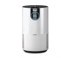 Shark HP100EU Purificador de Aire Compacto con HEPA de Escritorio, Filtro Nanoseal con HEPA, Seguimiento Automático de la Calidad del Aire, Funcionamiento Silencioso, Pantalla Digital, Blanco