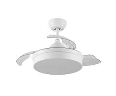 M Ledme - Ventilador de Techo Led Mistra con luz y Mando a Distancia, Bajo consumo, motor DC, 6 velocidades, Silencioso ,4 Aspas desplegables