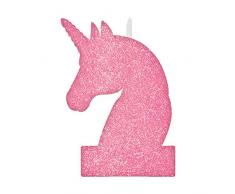 amscan Magical Unicorn Glitter Candle 8cm x 13cm-1 Pc Vela mágica de unicornio con purpurina, 8 cm x 13 cm, 1 unidad, plástico