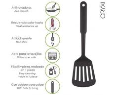 ORYX 5076013 Cuchara Servir Cocina Nylon con Mango Antigotas Engomado 32,5x6cm, 9 litros, Negro