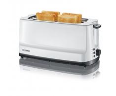 SEVERIN Tostadora automática, tostador largo con soporte para panecillos, carcasa con aislamiento térmico, para 4 rebanadas, 1400 W, Blanco, AT 2234