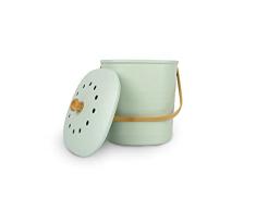 BIRAMBEAU - Cubo de Compost de Cocina - Robusto y Elegante - Fácil Cuidado - Base de Fibra de bambú - Filtro de carbón antiolor - 3,5 L - Verde