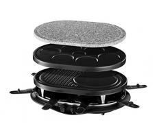 Russell Hobbs Multi Raclette 4 en 1 Fiesta - Raclette, 8 Mini Sartenes, Piedra para Carne, Grill, Crepera y Placa para Mini Creps, 1200 W, Negro - 21000-56