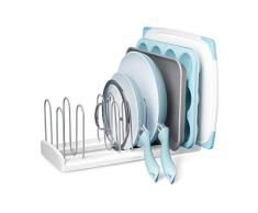 YouCopia StoreMore - Organizador ajustable para armario, sartenes, hojas y tapa de olla, color blanco