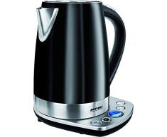 MPM MCZ-51/C Hervidor de Agua Eléctrico Inalámbrico de Acero Inoxidable, 1,7 Litros, 2200W, Libre de BPA, Negro