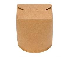 Intertan QKR26 - Caja de papel de estraza con tapa plegable, fondo redondo, color natural, capacidad de 26 onzas, 10,5 cm de largo, 8,5 cm de ancho, 9,5 cm de altura, 50 unidades