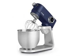 H.Koenig KM126 Batidora Amasadora Profesional, 800 W, Capacidad 5 L, 8 Velocidades, Hasta 1,5 Kg de Masa, Reclinable y Móvil, Pizza, Repostería, Pan Acero inoxidable, 78 dB, Gris y Azul
